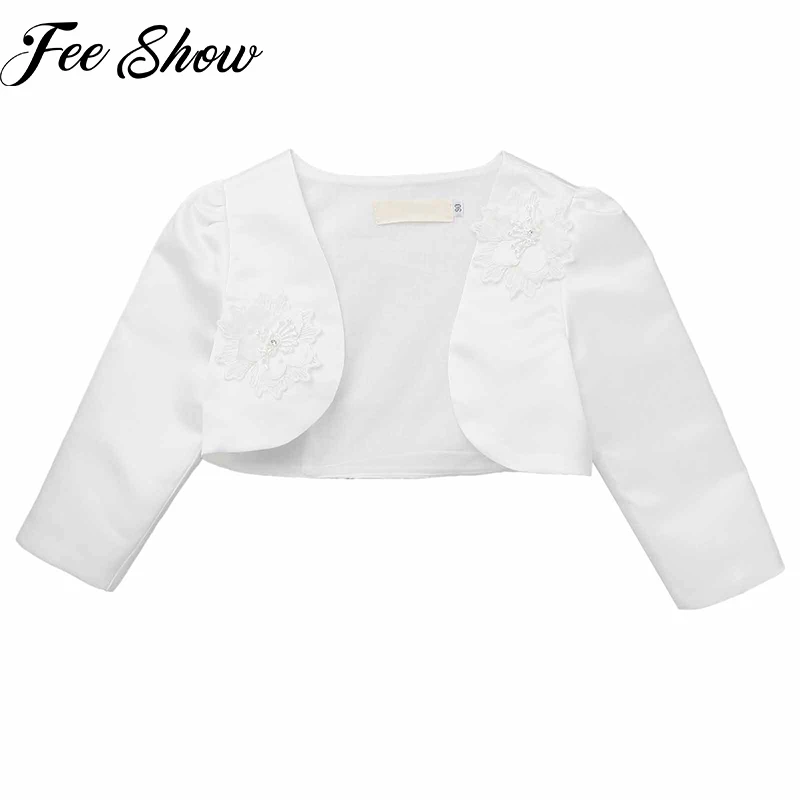 

Детский кардиган с цветочным принтом для девочек, кардиган-болеро с длинным рукавом, куртка-болеро принцессы для свадьбы, пальто, накидка, п...