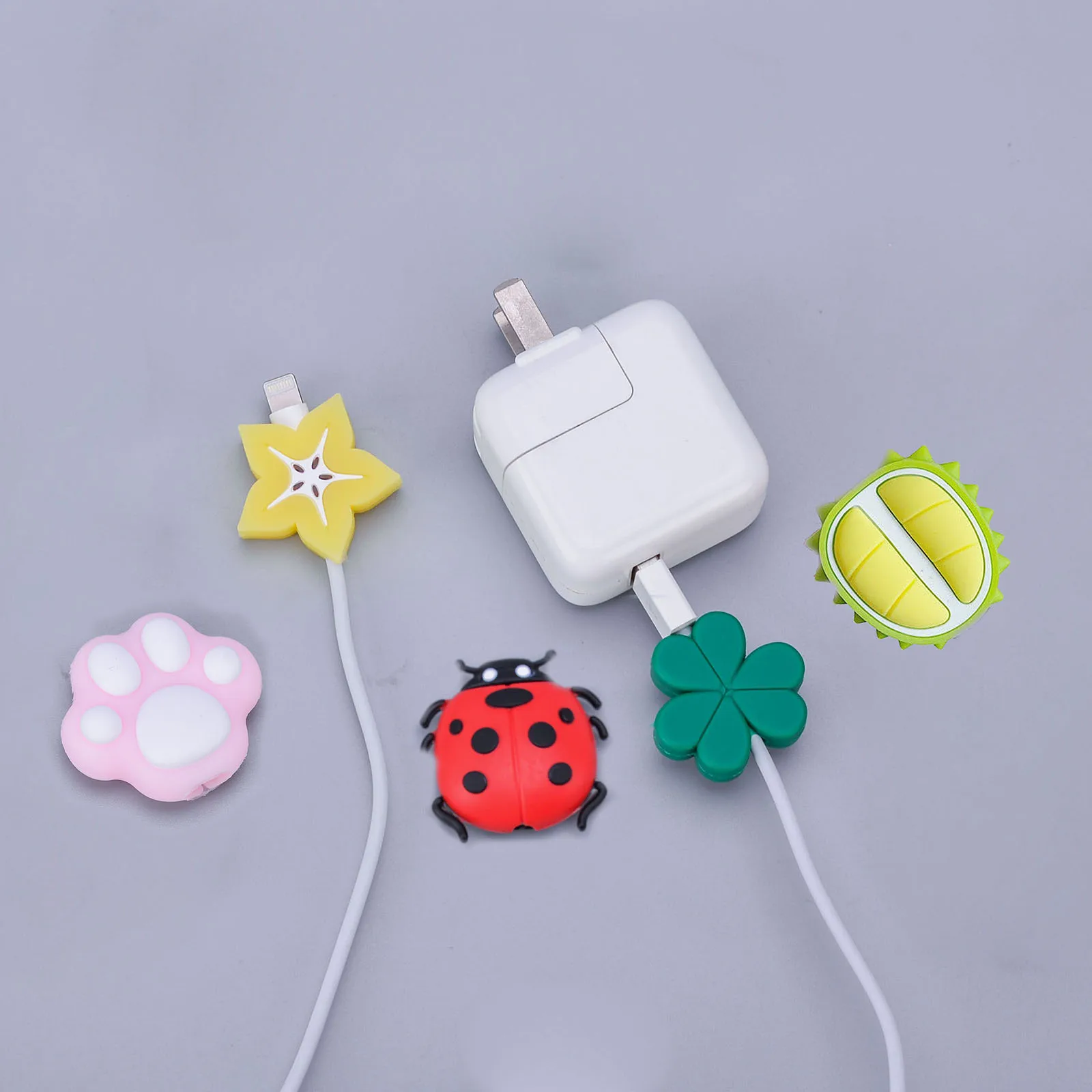 

Cute Owl Penguin Insect Gel Protective Cover Animal Fruits Shape Data Cable Protective Cover Suitable For Phone Charging Cables