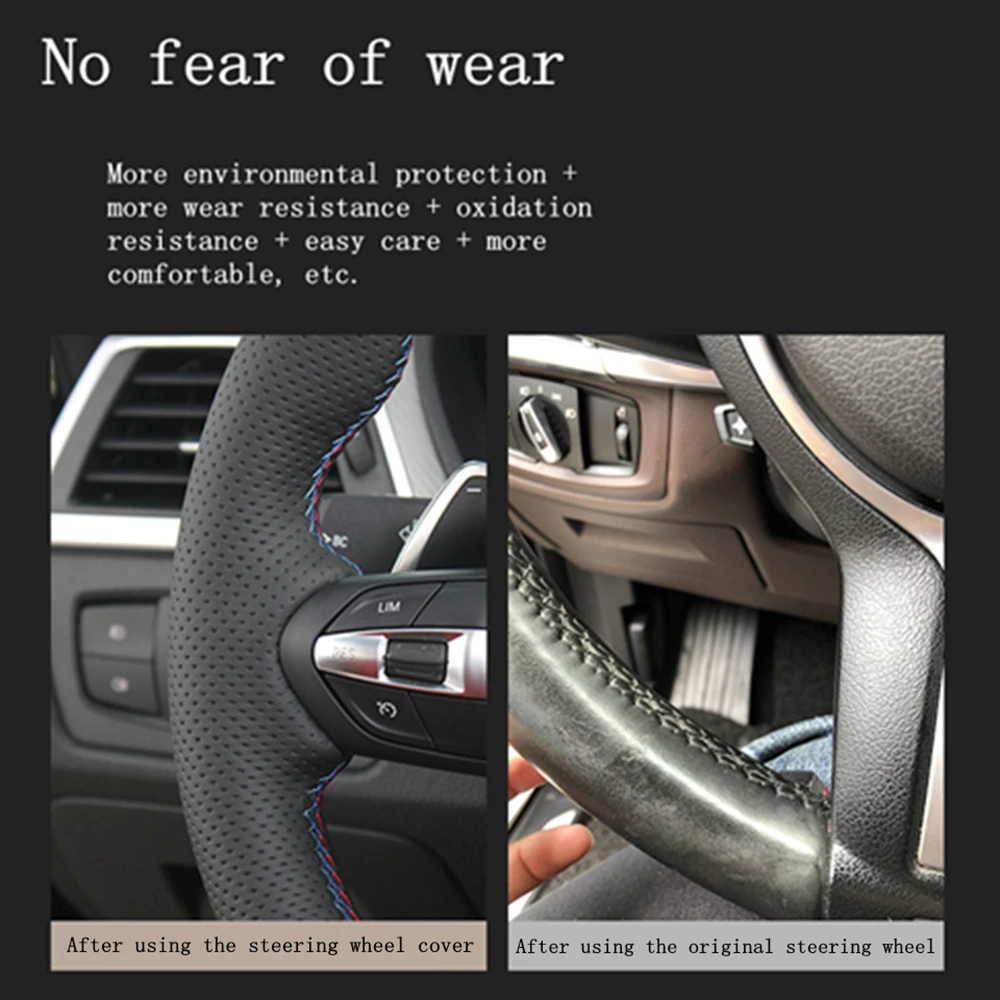 

DIY Hand-stitched Black Soft Genuine Leather Car Steering Wheel Cover For Buick Excelle XT GT GX 2015-2019 GL6 2018-2019
