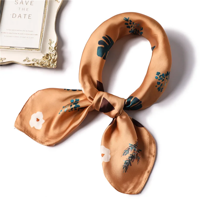 Модный Шелковый шарф с принтом 2020 квадратные женские шали шейный платок гладкие