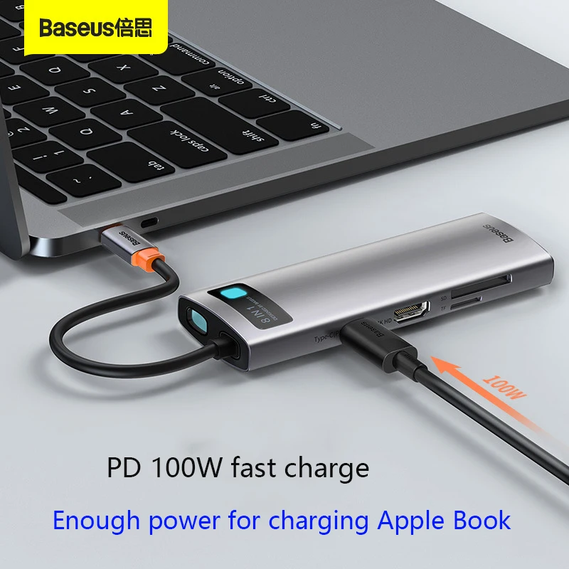 

Baseus USB Type C HUB USB C to HDMI-compatible RJ45 SD Reader PD 100W Charger USB 3.0 HUB For MacBook Pro Dock Station Splitter