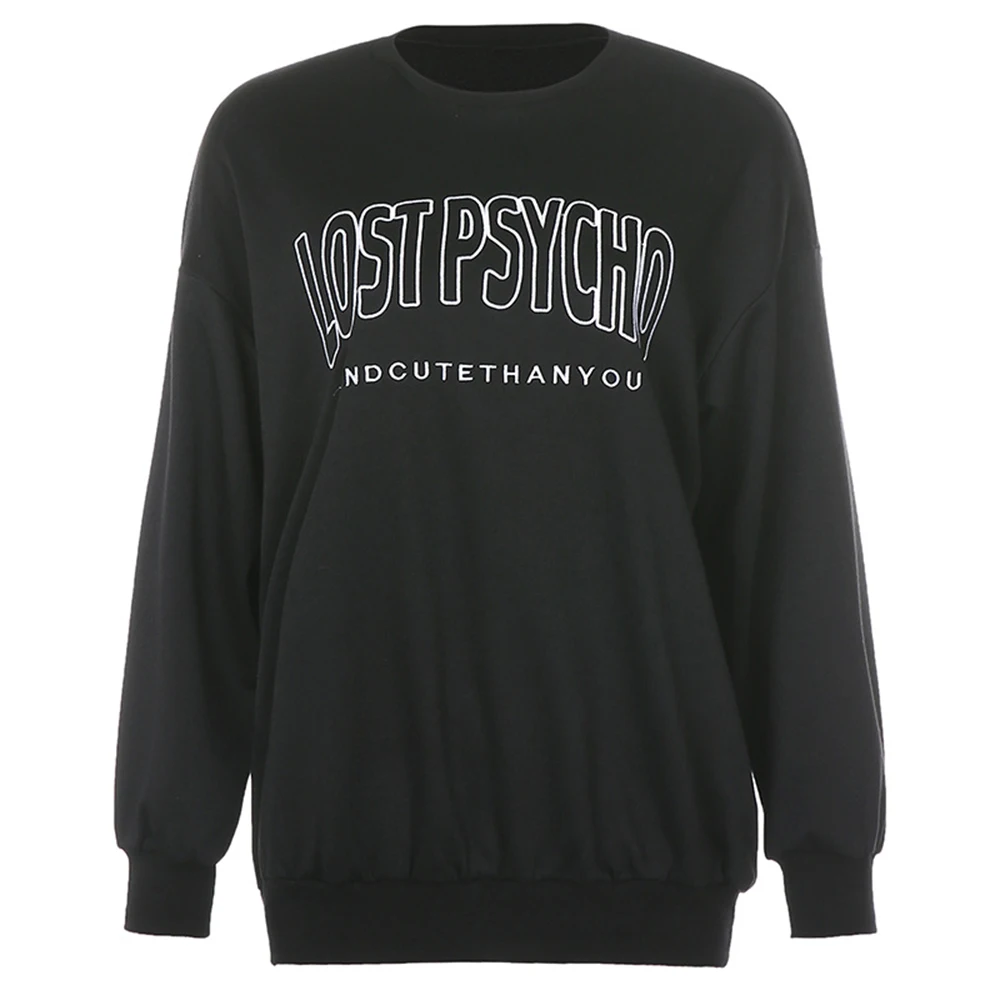 Женские толстовки с надписью черная уличная одежда Свитшот оверсайз