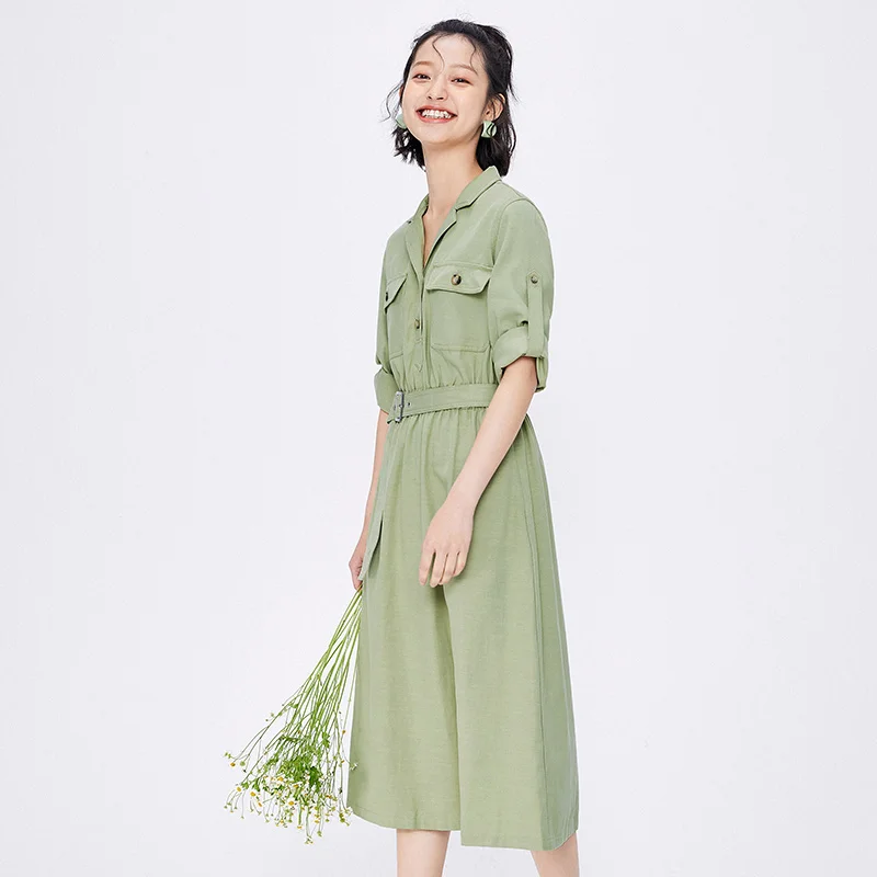 

SEMIR Dress Women Fall 2021 New Lady Lapel Dress Waist Waist Thinning Light Mature Casual Dress