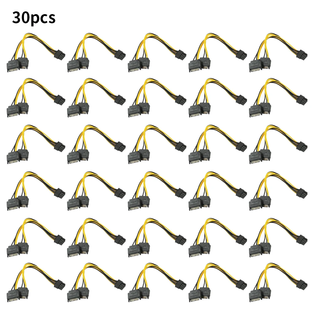 

Dual SATA 15pin to 8pin Graphic Card Power Adapter Cable 20cm PCIE SATA Power Supply Cable 8p to SATA for Bitcoin Miner Mining