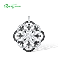 santuzza 925 sterling silver pendant for women sparkling black spinel white cz kaleidoscope pendant gorgeous trendy fine jewelry