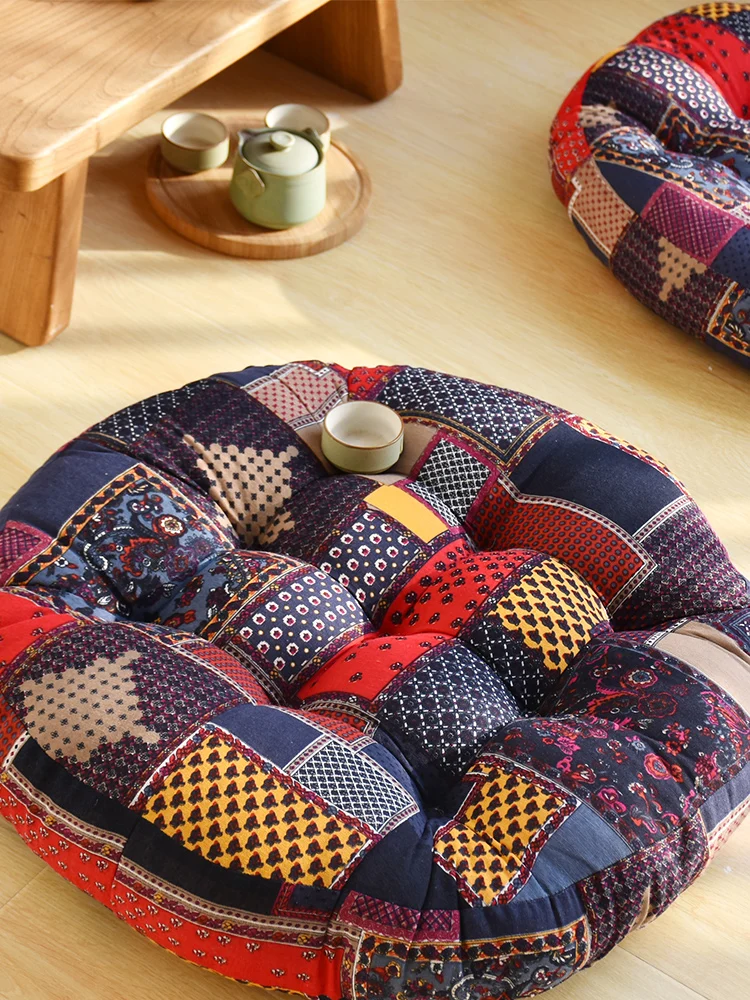 Cotton and Linen Futon Hip Cushion Thick Fabric round Retro Balcony Bay Window Tatami Sill Sitting Floor | Дом и сад