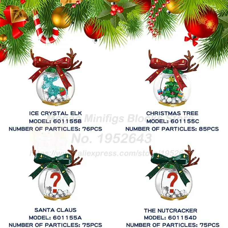 4 pcs/pack MOC Christmas Blind Boxes Santa Claus Ice Elk The Nutcracker Tree Decorations Building Blocks Kids Toys Diy | Игрушки и хобби