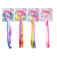 4pcslot jojo siwa pigtail hair clip for girls cartoon print hair bows with colorful wig hairgrip hair accessories