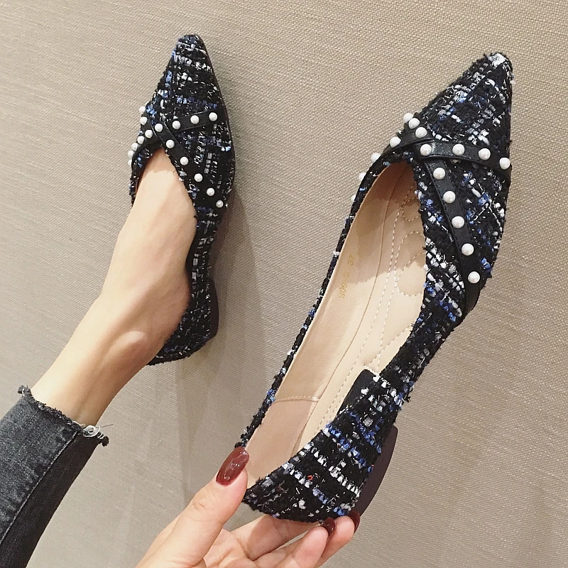 

2021 Sweet Spring Autumn Fashion Pointed Toe Women Ballet Flats Shoes Slip-On Casual Woman Loafers Ladies Party Work Shoes