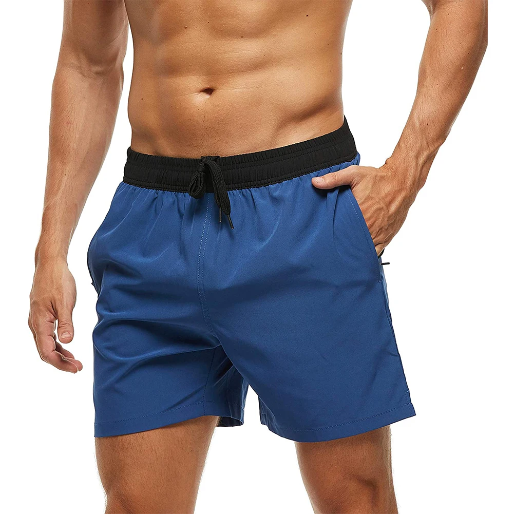 

Men's Swim Trunks Mens Board Shorts with Zipper Pockets Surfing Stretchy Beach Shorts Breathable Mesh Lining Quick Dry Shorts