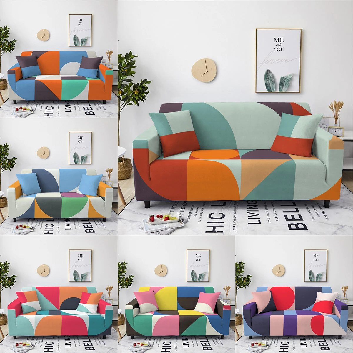 

Geometry Printed Sofa Cover Spandex Couch Covers For Living Room Elastic Armchair Corner Sofa Covers Slipcovers 1/2/3/4 Seater