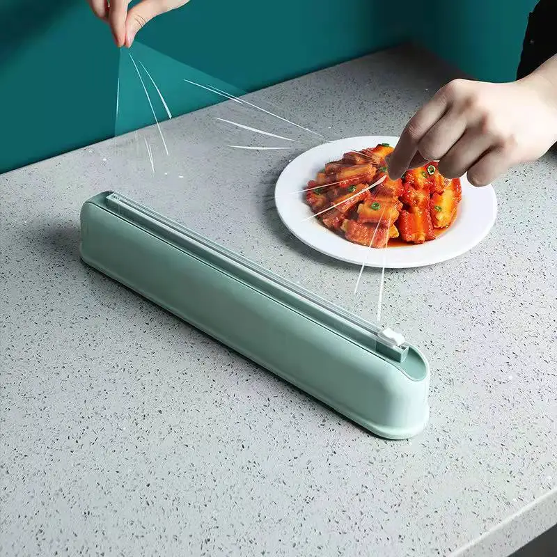 Punch-Free Cling Film Cutting Box Wall-mounted Suction Cup Adjustable Plastic Wrap Cutter Home Kitchen Accessories | Дом и сад