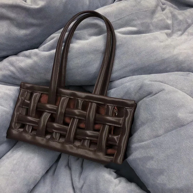 Женские дизайнерские тканые мини сумка на плечо через Bella Hadid 90s кошелек высокого