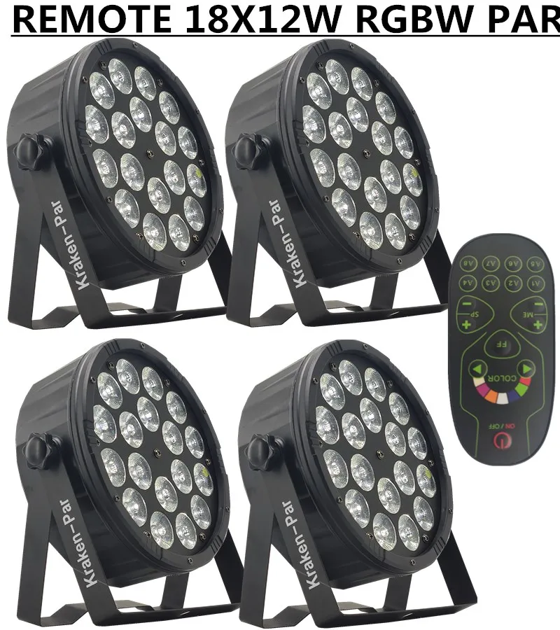 4 шт/Дистанционное PAR 18X12W LED прожектор RGB/диско светильник dmx512 управление мытья СИД