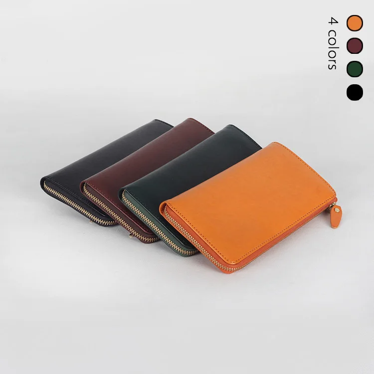 

2020 new fashion versatile pure leather long Lady purse made of vegetable tanned leather wallet