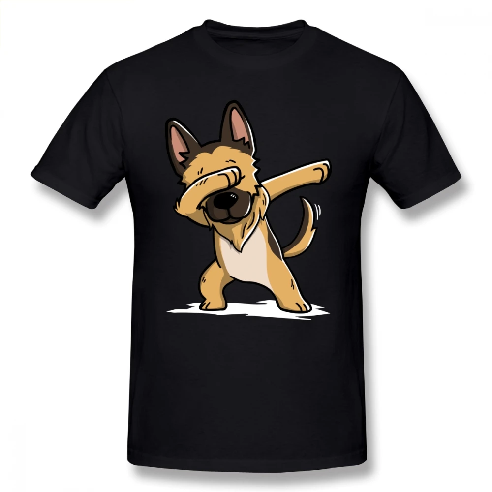 

High Quality Men T-shirt Dabbing German Shepherd Hip Hop Short Sleeved Pure Cotton O-neck Plus Size T-shirt For Man Tee Shirt