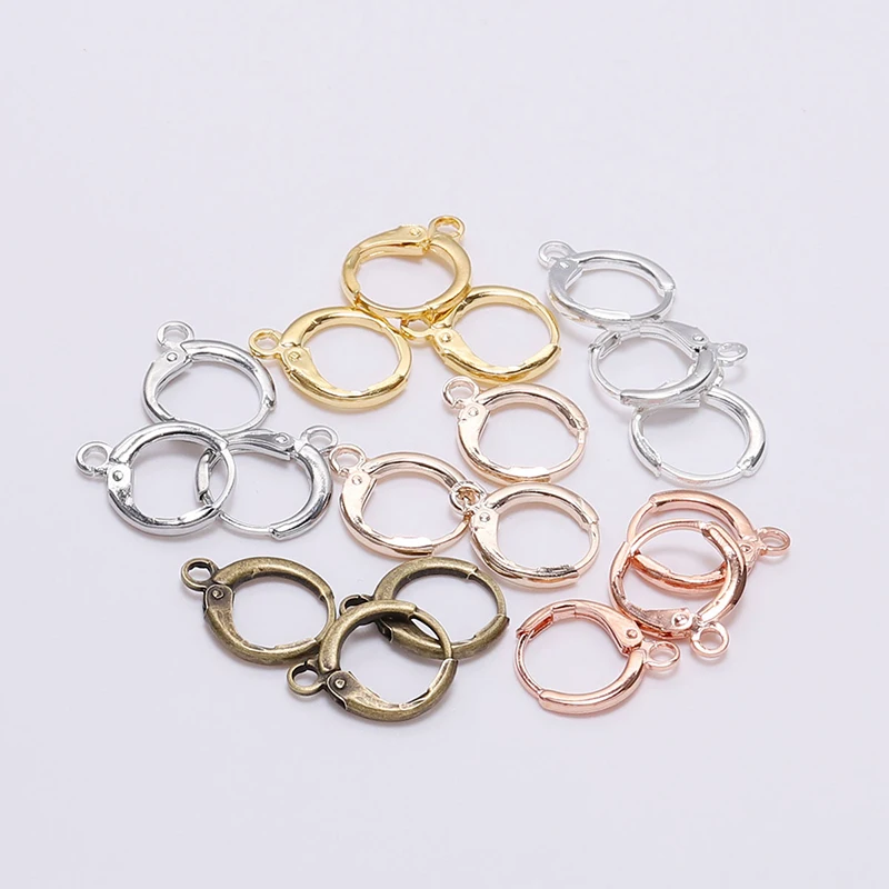 

20pcs 14x12mm Round Base Loop Copper Wire Ears Hook Clasps KC Gold Silver Rhodium Color Earring Hook Clasp For Jewelry Making