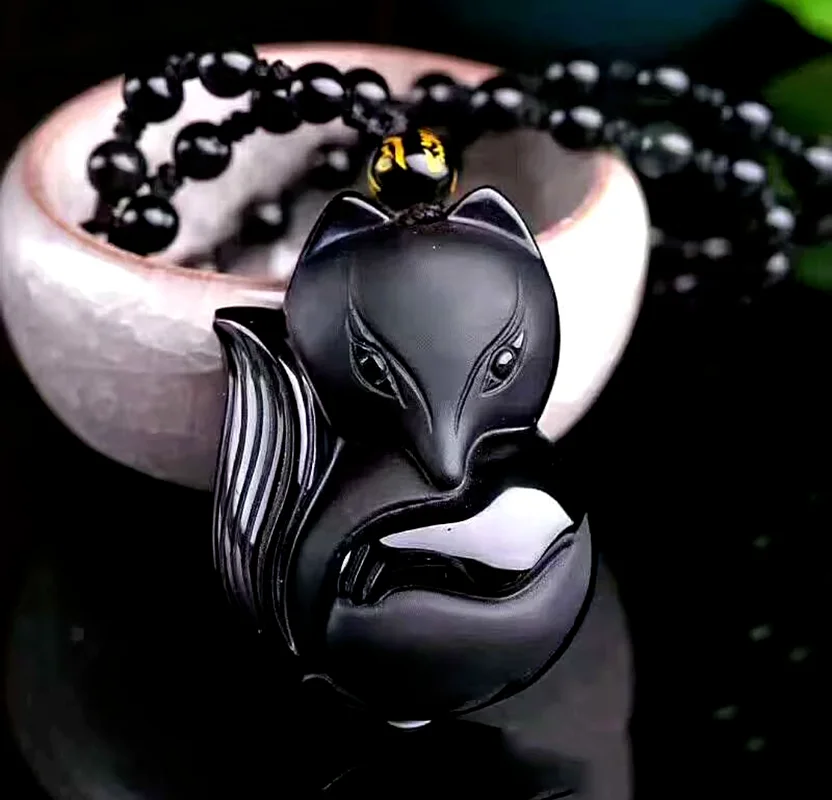 

Ожерелье с подвеской из натурального черного нефрита в виде животных, ручной работы, подвеска из жадеита для мужчин и женщин с цепочкой, модные украшения