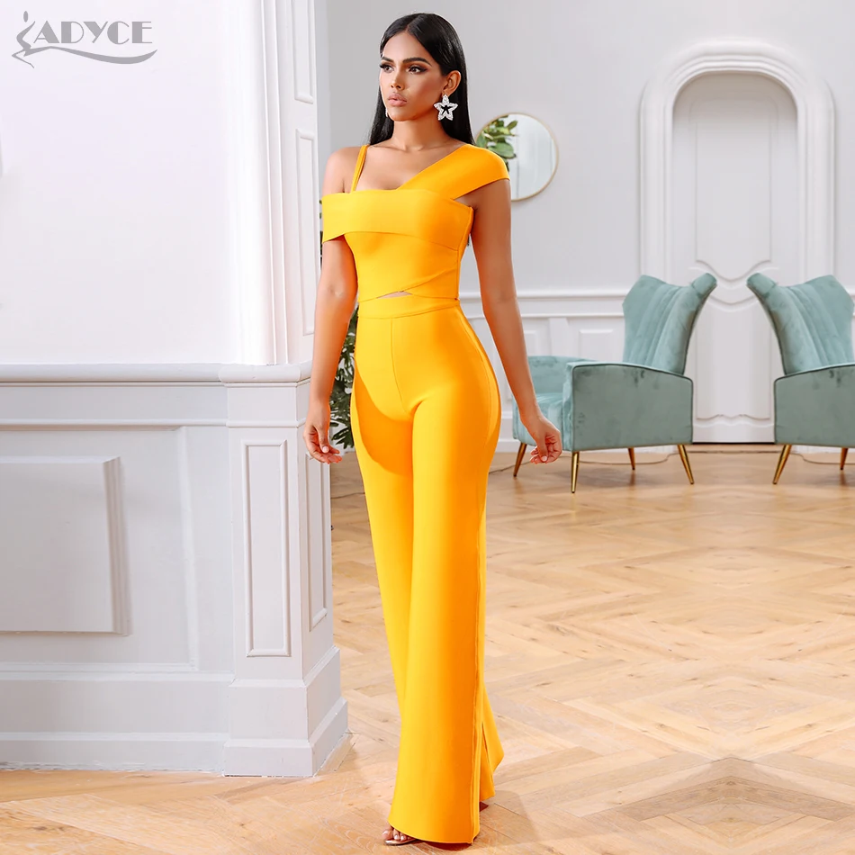 Adyce 2020 nuevo verano vendaje de Vestido de las mujeres Vestido a rayas Tops y pantalones de 2 piezas conjunto de noche de celebridad noche parte establece