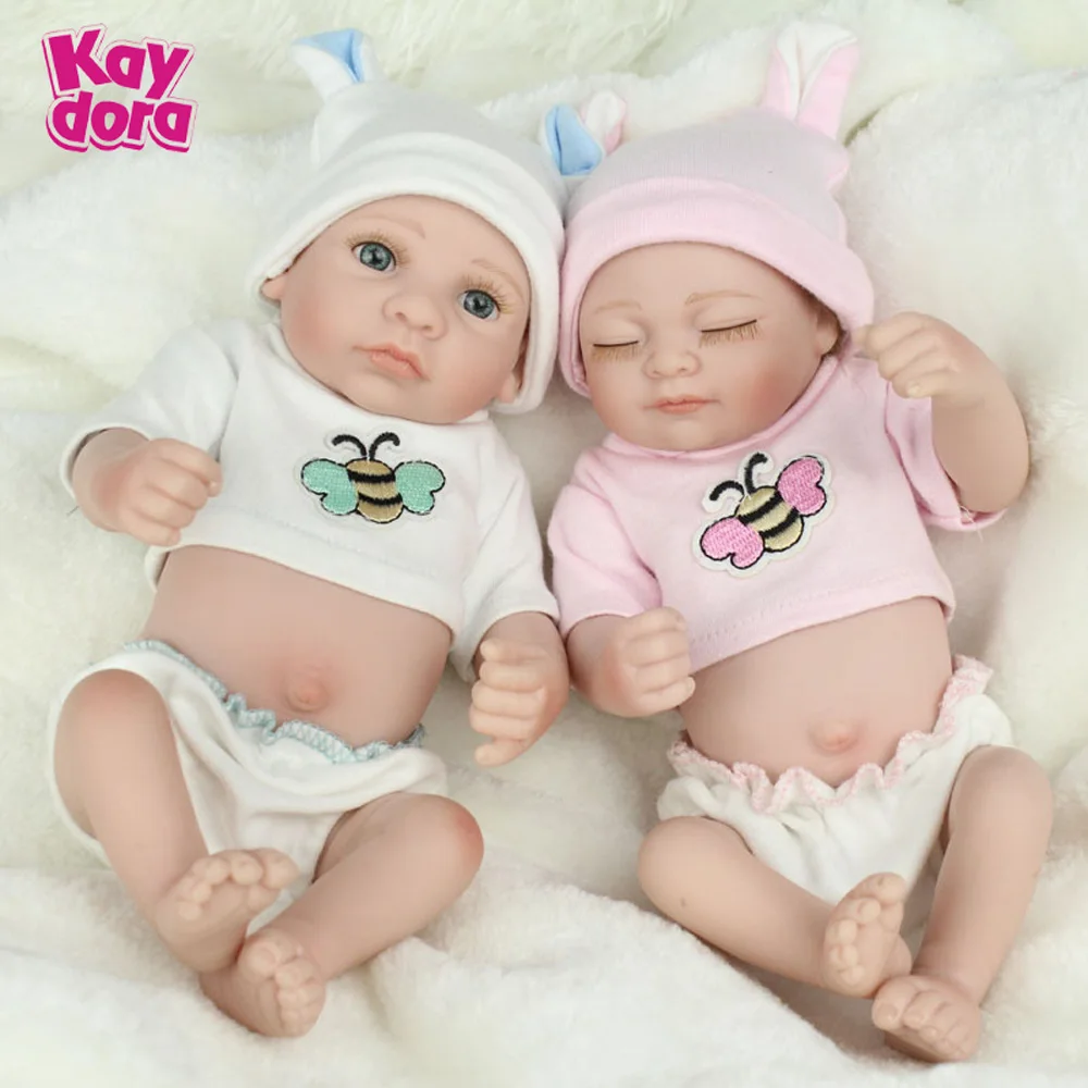 Twins Полностью Силиконовые Детские Мини-куклы Reborn, 10 дюймов, 25 см, Bebe Alive, Детские Игрушки для ванны, реалистичные игрушки Menina для малышей, реалистичные игрушки для игр, подарок - Цвет: Twins