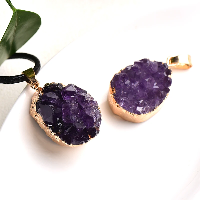 1 шт. ожерелье с подвеской из натурального кристалла Бразильский Аметист