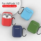 Силиконовый чехол для наушников Apple Airpods 12, защитный чехол для наушников с карабином