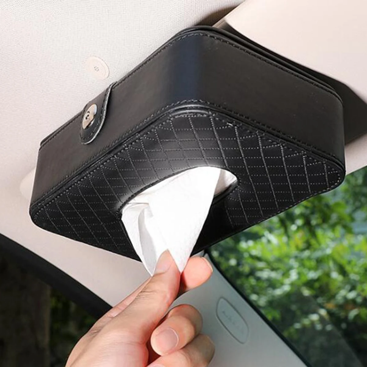 

Car Tissue Box PU Leather Auto Sun Visor Paper Holder Car Organizer Universal Napkin Case Container Interior Sunshade Tissue Bag