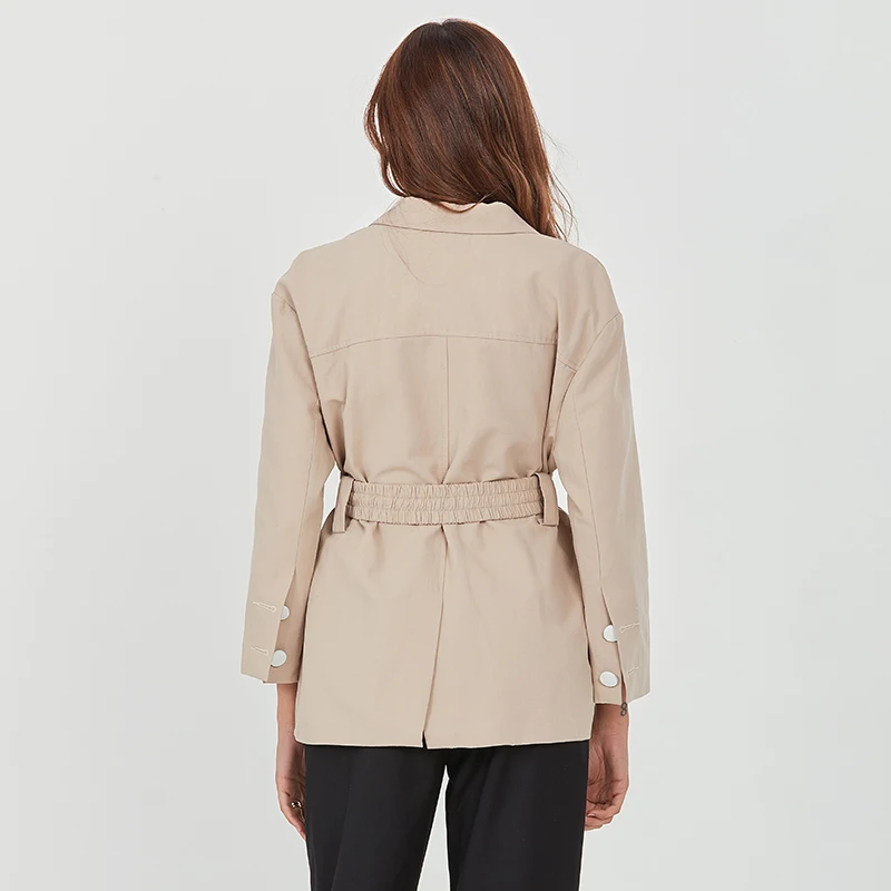 

TWOTWINSTYLE Tunic Sashes Jacket For Women Lapel Long Sleeve High Waist Solid Coat Female 2020 New Clothing Fashionable Tide