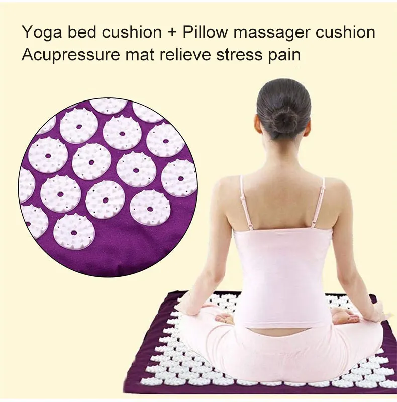 

Massage Cushion Acupressure Relieve Stress Back Body Pain Spike Mat Yoga Massager Cushion Acupuncture Mat with Bag
