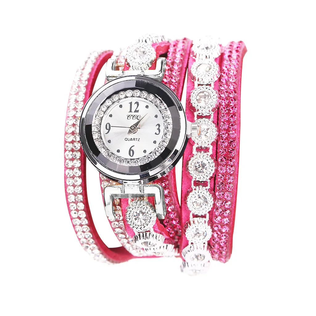 Ccq Женские винтажные блестящие часы с кристаллами браслет циферблатом