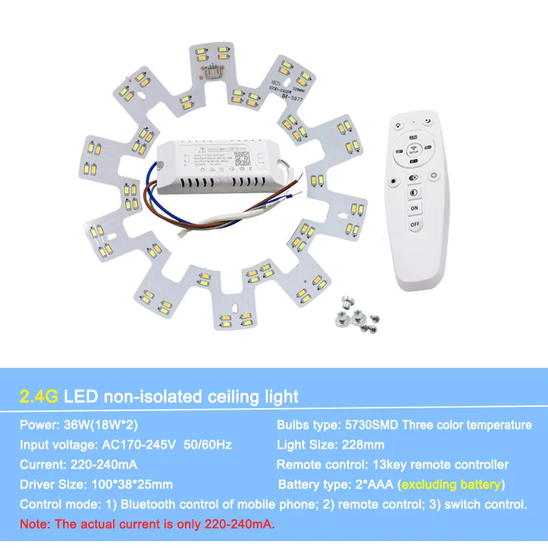Светодиодный 5730 SMD магнитный 2,4G wifi смарт Модифицированная плата для спальни дома фойе светодиодный потолочный светильник Замена с пультом дистанционного управления - Цвет корпуса: h-18x2W 2.4G