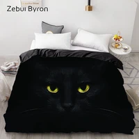 3d duvet covercomforterquiltblanket case doublequeenkingbedding custom220x240200x200animal black cat eyesdrop ship