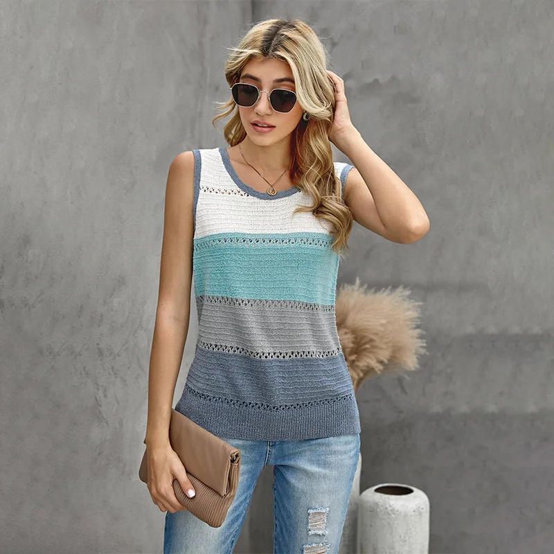 

2021 Knitted Women Woman Tank Top Gallus-shirt Sun-top T-shirt Tshirt 256349