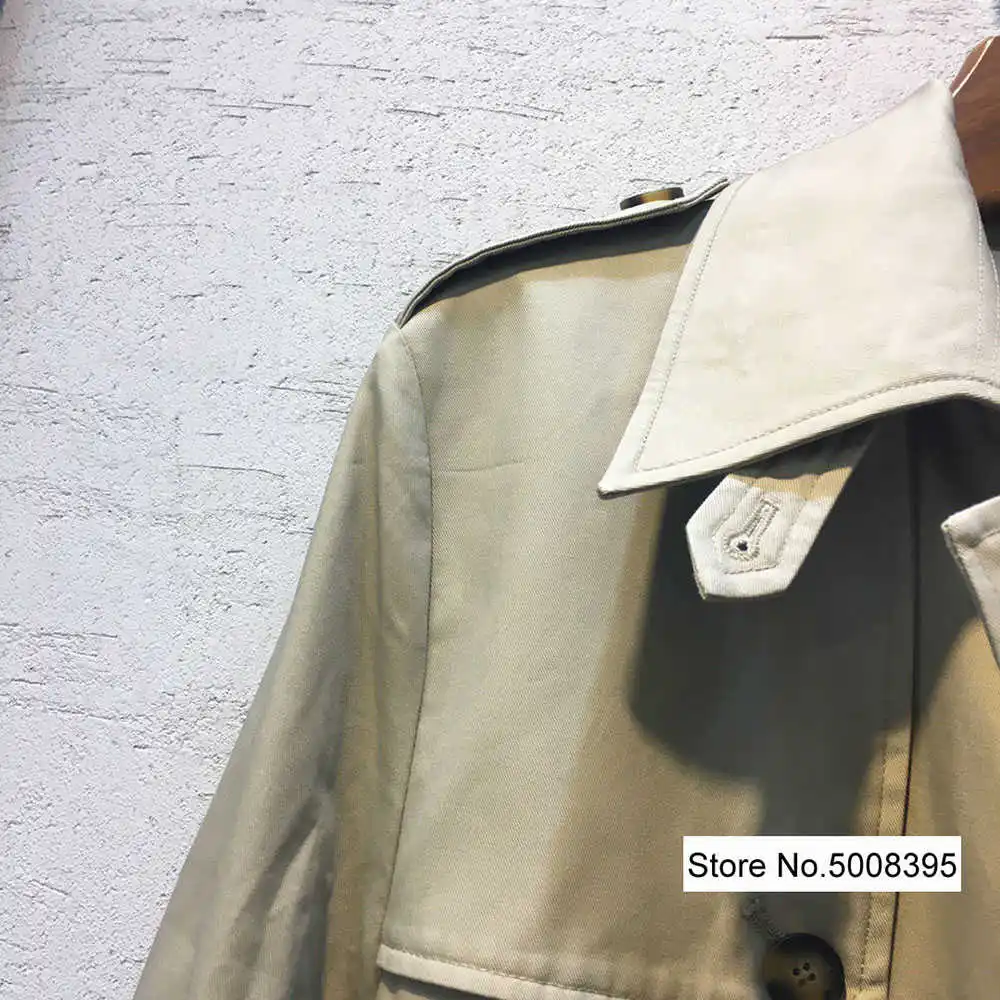 

Fashion Woman Classic Long Trench Coat Double Breasted Long Sleeves Waist Belt Tied Fashion Coats 2021