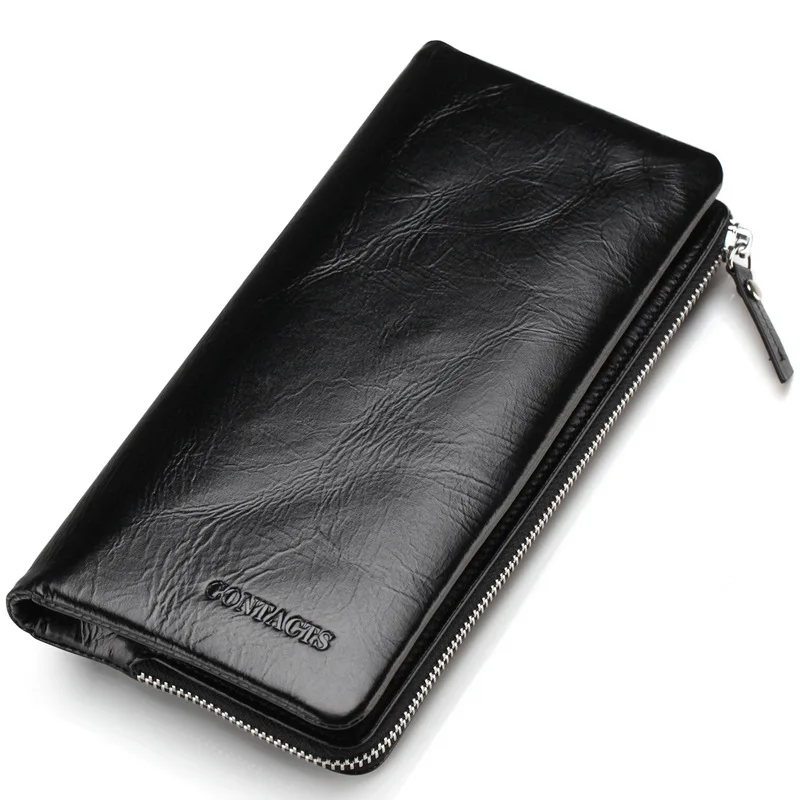 First layer cowhide men's wallet casual two-fold zipper coin purse