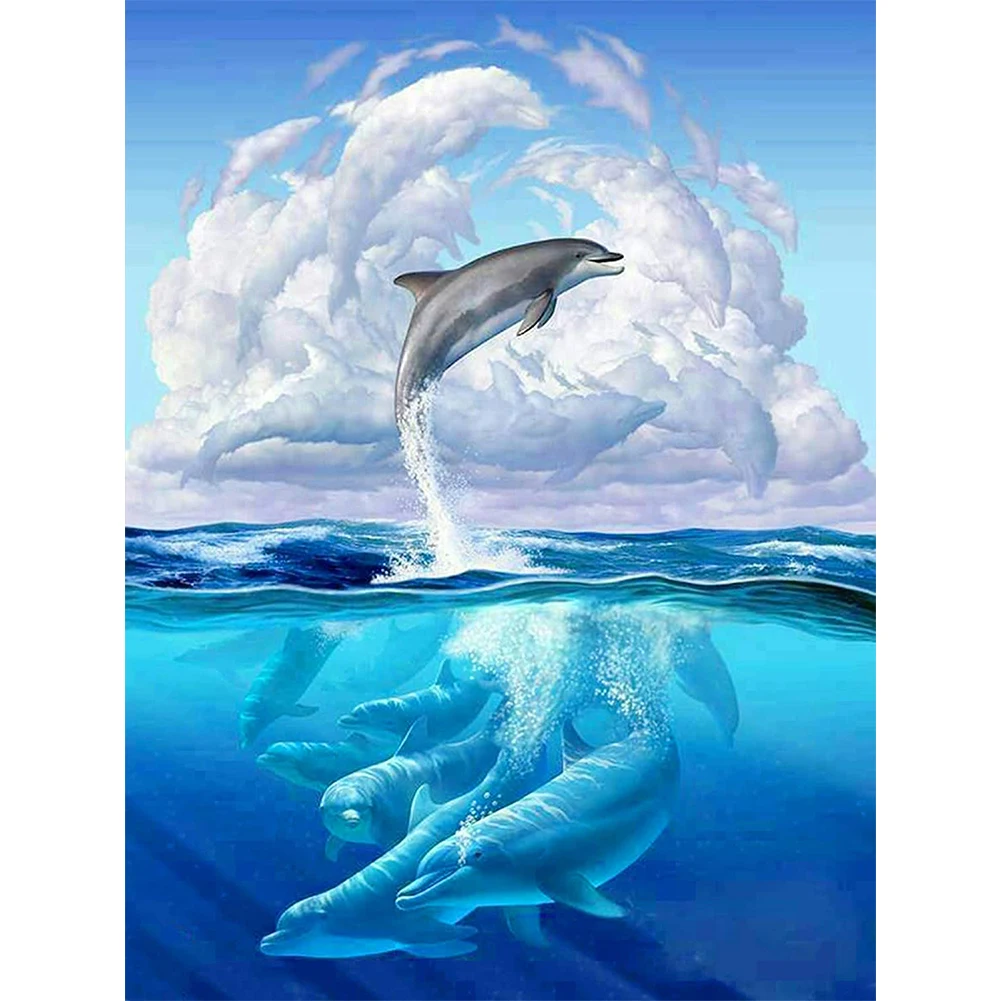 

Eniref Diamond Painting Mosaic Dolphin 5D Full Round Art Picture Embroidery Cross stitch kits Home Decor DIY Exquisite Gifts
