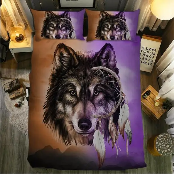 

Duvet Cover 3D Colorful lion, wolf modern style Bedding Sets 2/3pcs Quilt cover pillowcase housse de couette