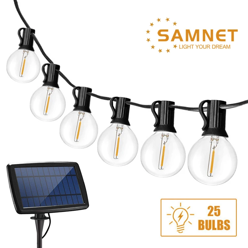 25 pcs G40 Bulbs Solar LED Light Outdoor Garden String...