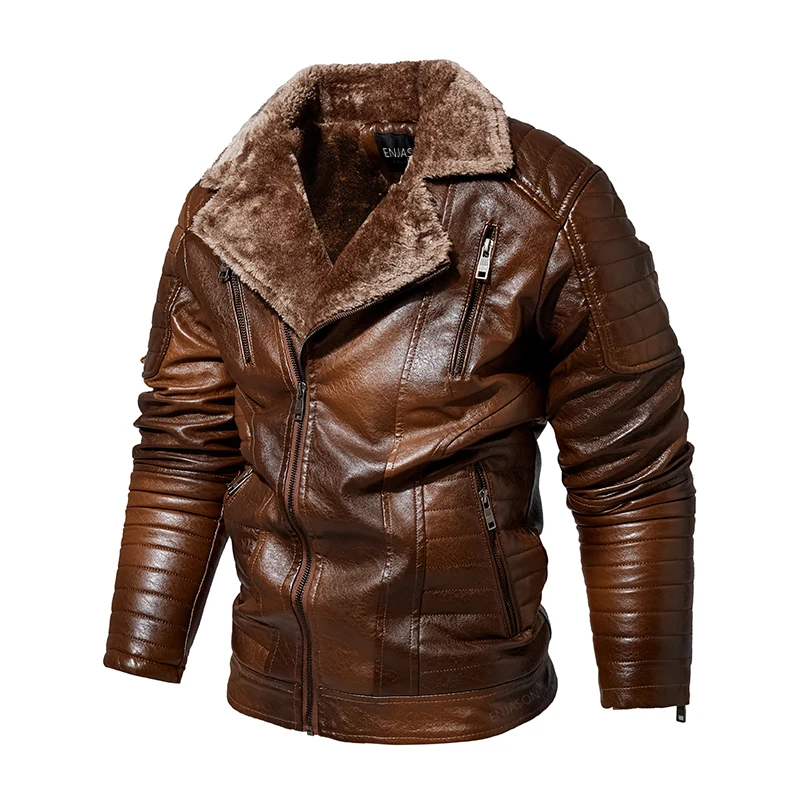 

Men's Leather Jackets 2021 Stand Collar Coats Mens Motorcycle Leather Jacket Casual Slim Brand Clothing Pu Leather Coats Mens