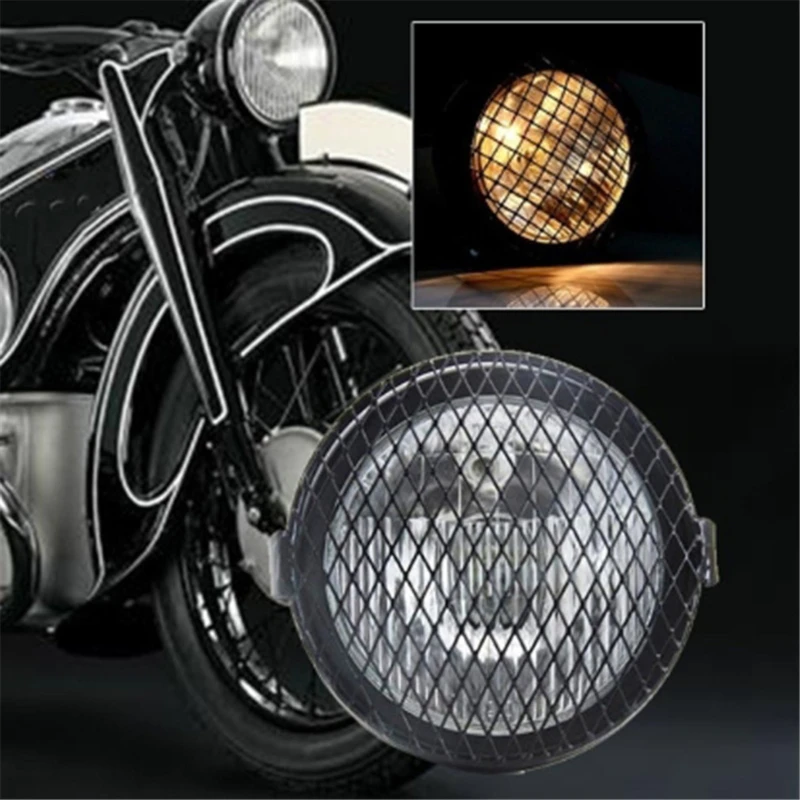 

Motorcycle Universal Vintage Headlight Protector Retro Grill Light Lamp Cover