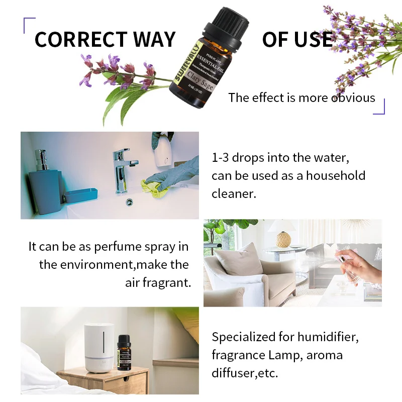 10 мл мускатный шалфей Эфирное масло ароматерапия эфирное для увлажнителя