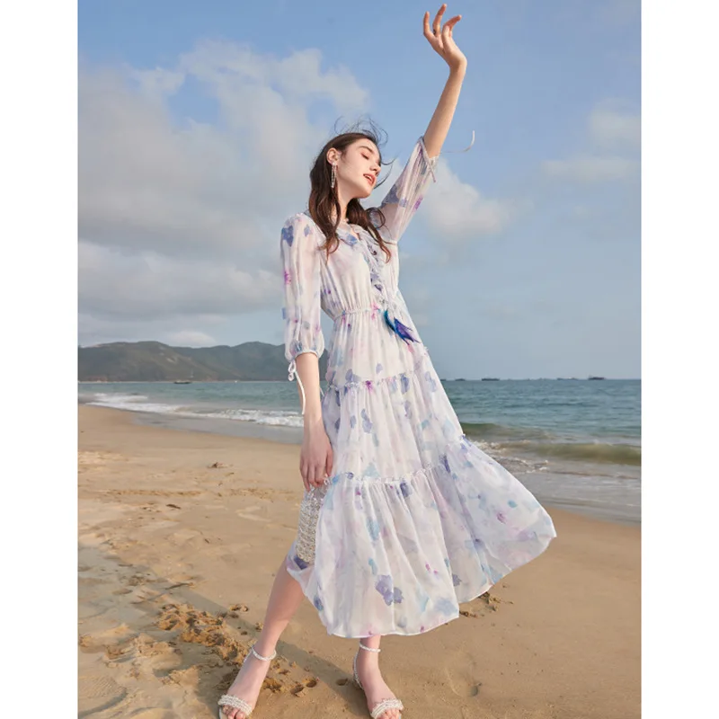 

Summer Dress Female Patchwork Casual Women's Dresses Short Sleeve Folds Ruffles Summer Dresses Ladies 2021 Beach Dress Woman