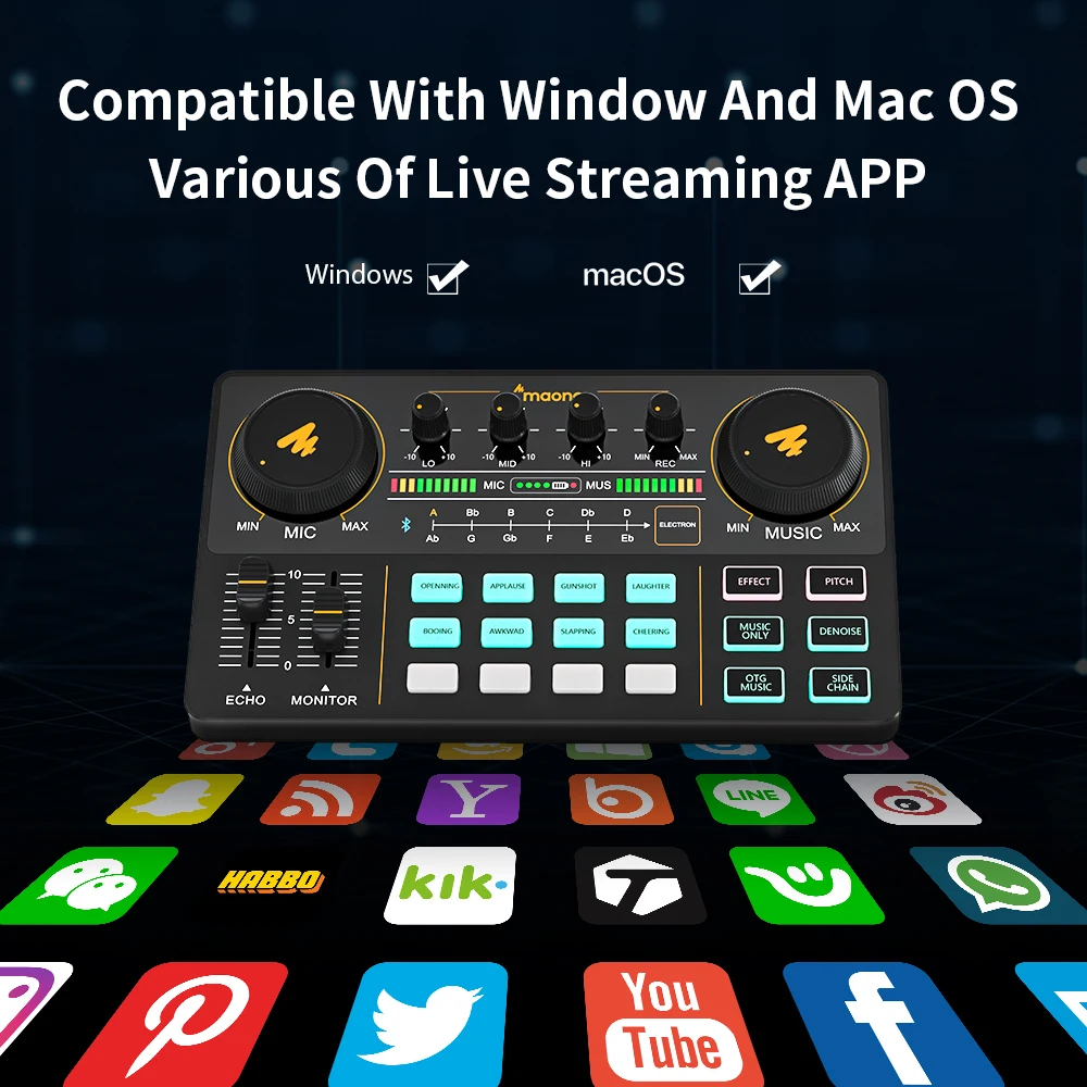 maono caster lite am200 microphone mixer digital audio interface podcast sound card rechargeable podcaster for phone computer pc free global shipping