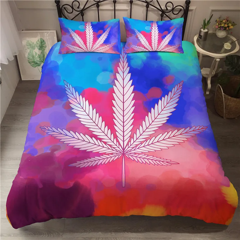 

Duvet Cover Pillowcase 3d Home Textiles Maple Leaf Pattern Quilt Cover Bedspread 2/3pc Queen King Size Colorful Bedding Set