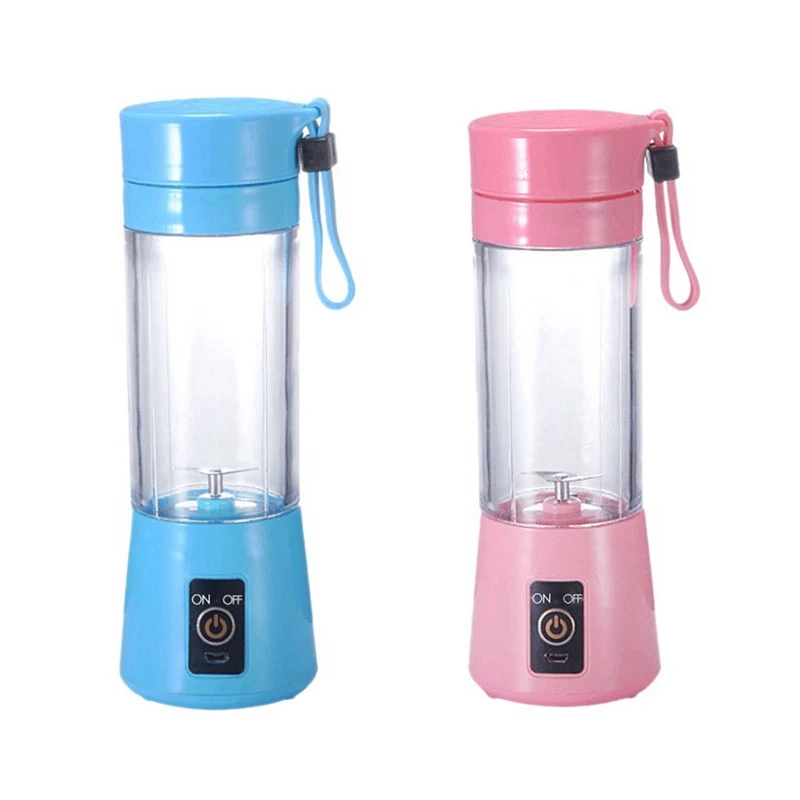 

2 набора, электрическая соковыжималка для фруктов, Портативный Ручной USB аппарат для приготовления смузи с молоком, миксер, чашка, синий и ро...