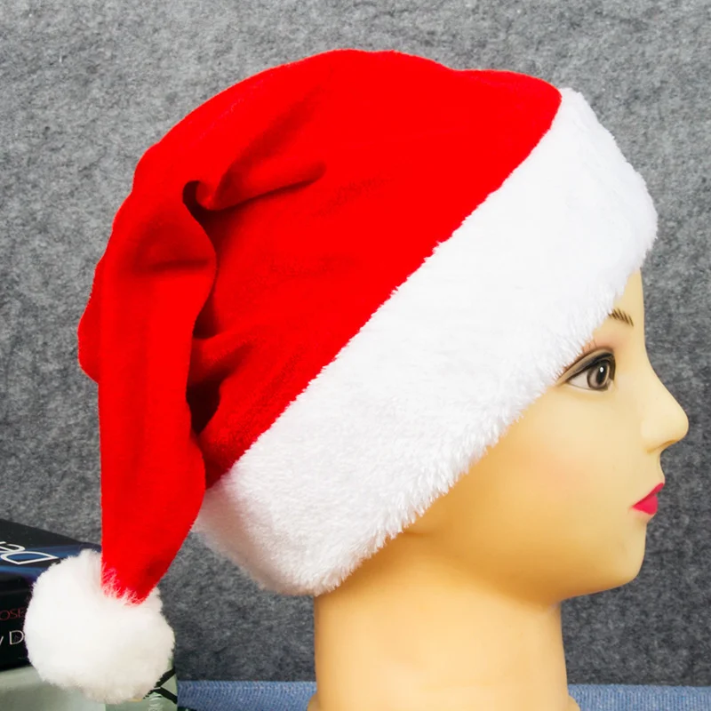 

Hong Kong love decorations Christmas red gold fluffy edge Christmas Hat Adult Children's Christmas hat