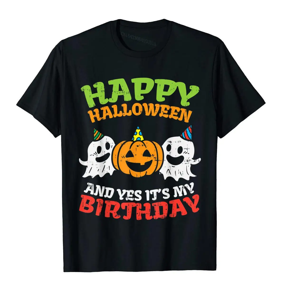 

Футболка мужская оверсайз с надписью «Happy Halloween It's My Birthday»