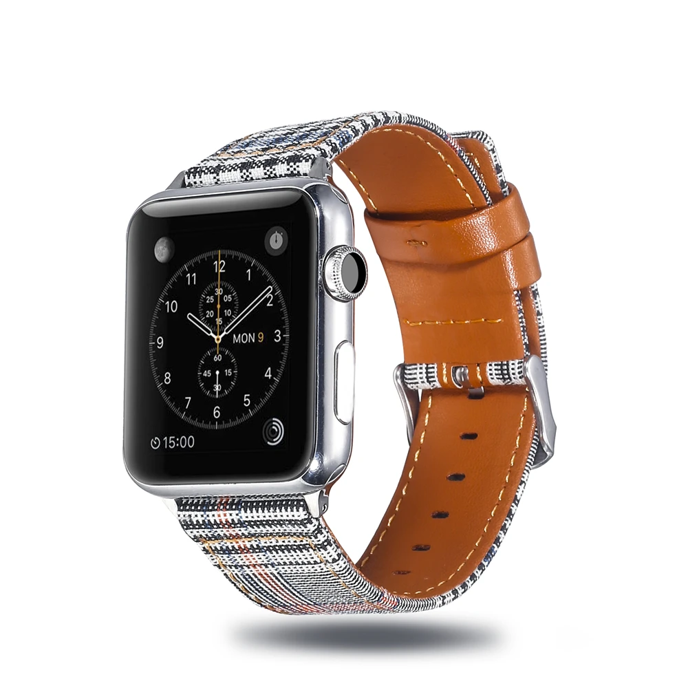 Холщовый ремешок для часов для Apple Watch 38 мм 42 мм 40 мм 44 мм нейлоновый кожаный ремешок для часов браслет для iWatch Series 5/4/3/2/1