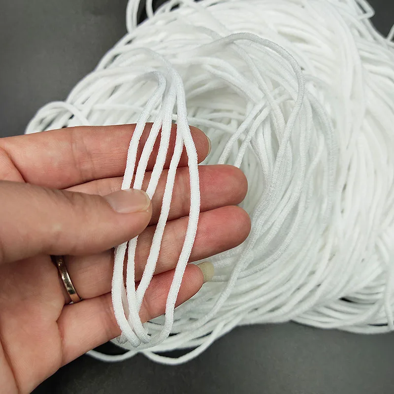 

3MM White Black Thin Round Elastic Bands Elastic Rope For Masks Garment Reel Elastic Tape For DIY Sewing Craft Accessories