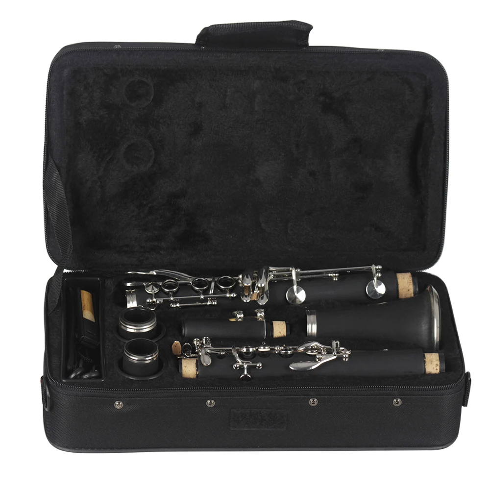 

Профессиональный кларнет Bb 17 клавиш Bakelite Klarnet с чехлом, древесный инструмент, высококачественный черный кларнет для музыкальных любителей
